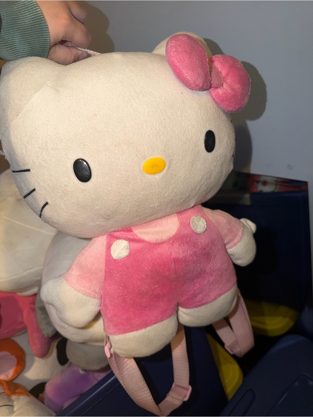 Hello Kitty Plush Backpack(stains+rip)- Pink and White Kids Toy